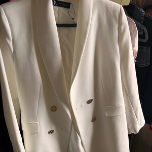Zara Cream Double-Breasted Blazer